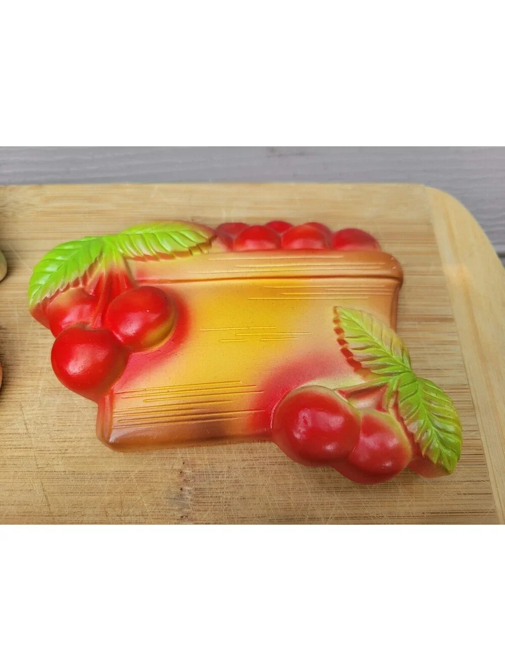 Vintage Miller Studio Cherry Fruit Chalkware Wall Plaques Set Of 4 Small USA